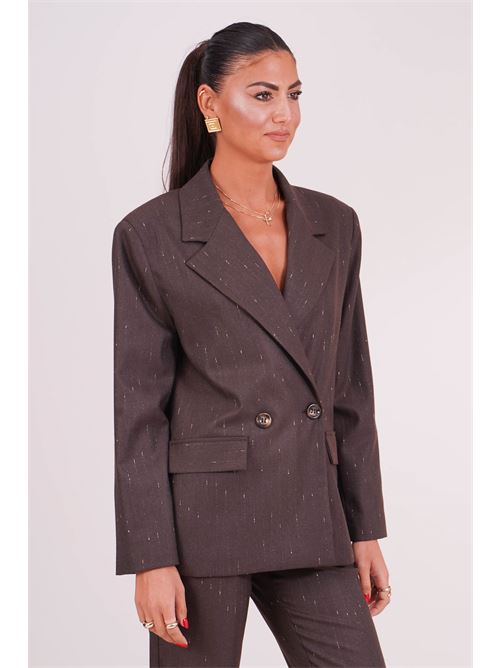Giacca doppio petto gessata Luckylu Milano | GI80GEBROWN